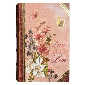 Punch Studio Live Laugh Love Purple Decorative Floral Book Box
